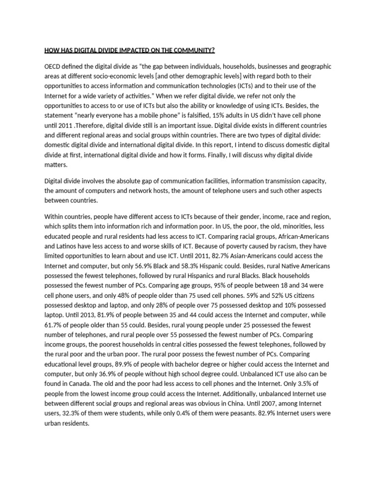 Digital Divide's Impact on Poor Communities | PDF | Information And ...