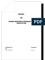 ON Human Resource Manager Job Specifition: Submitted To: Submitted by