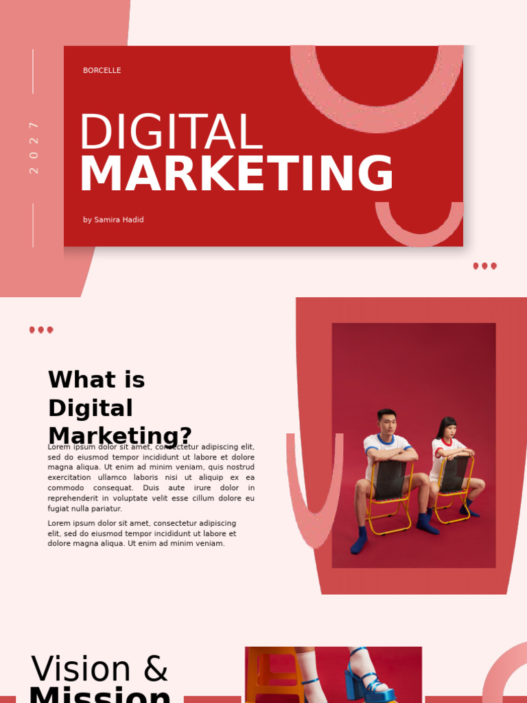 Pink and Red Geometric Minimalist Digital Marketing Presentation | PDF
