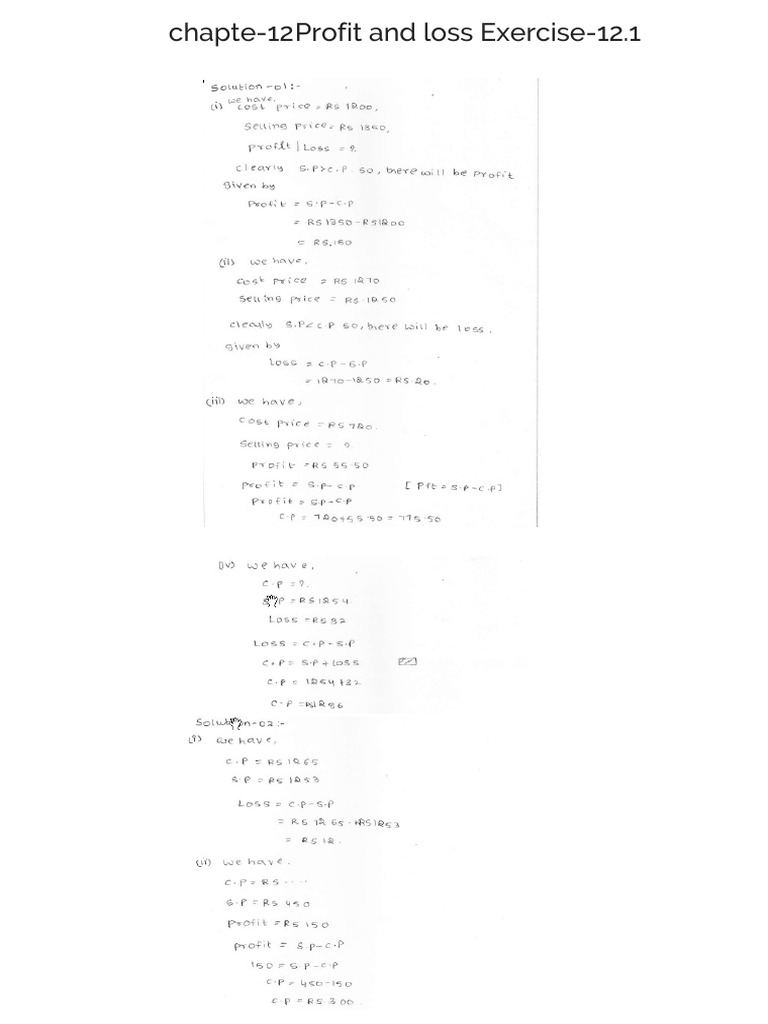 Chapter 12 Profit and Loss | PDF