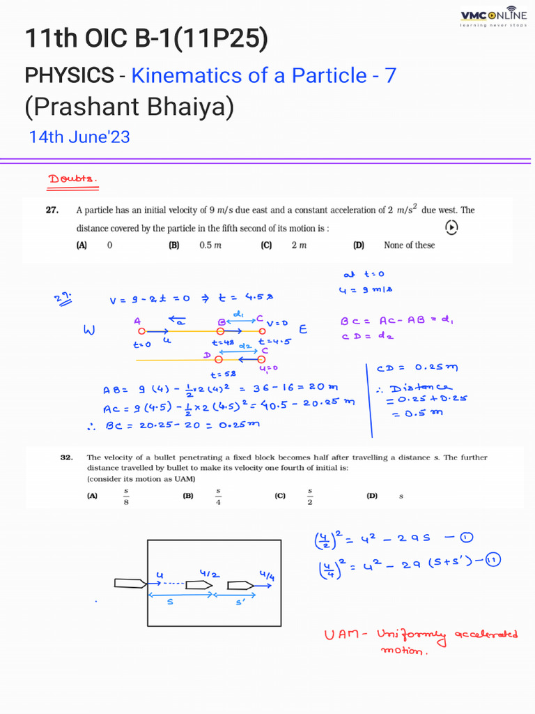 Physics Kinematics 7 | PDF