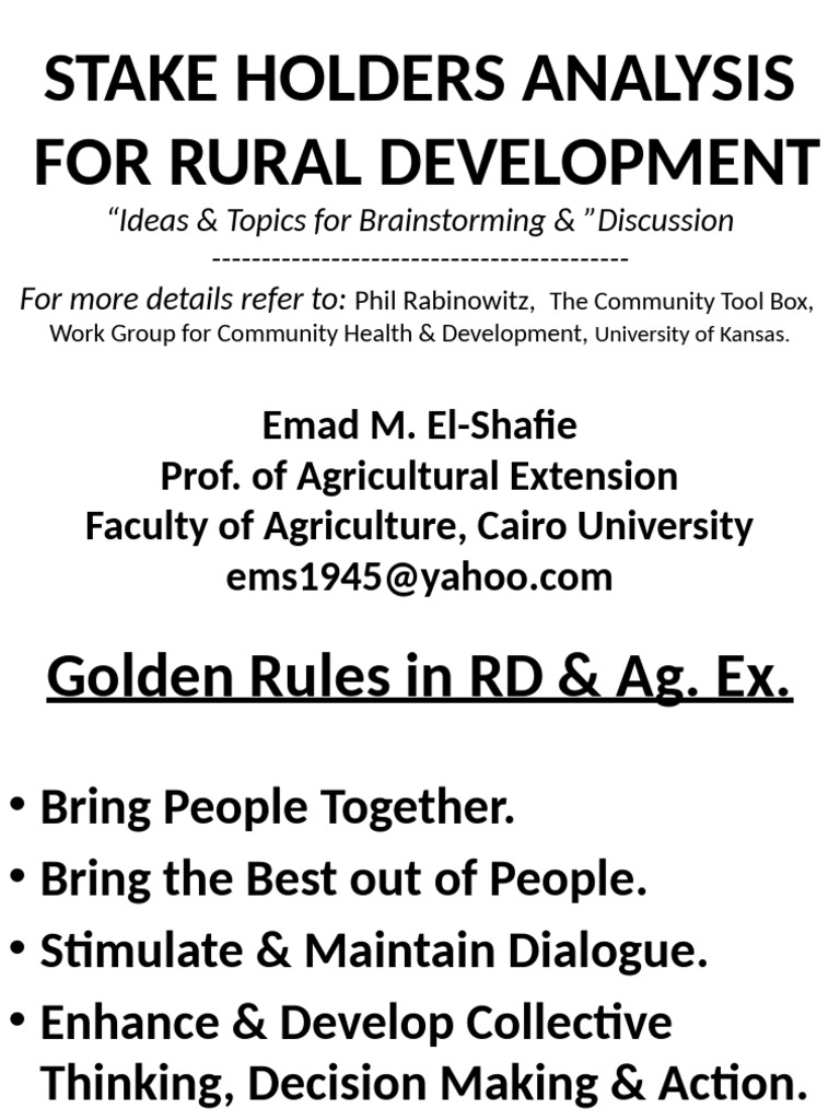 Stakeholder Analysis for Rural Development | PDF | Employment | Mental ...