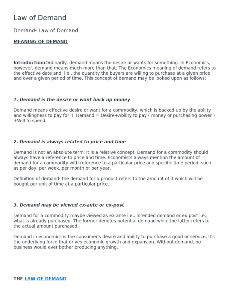 Understanding the Law of Demand in Economics | PDF | Demand ...
