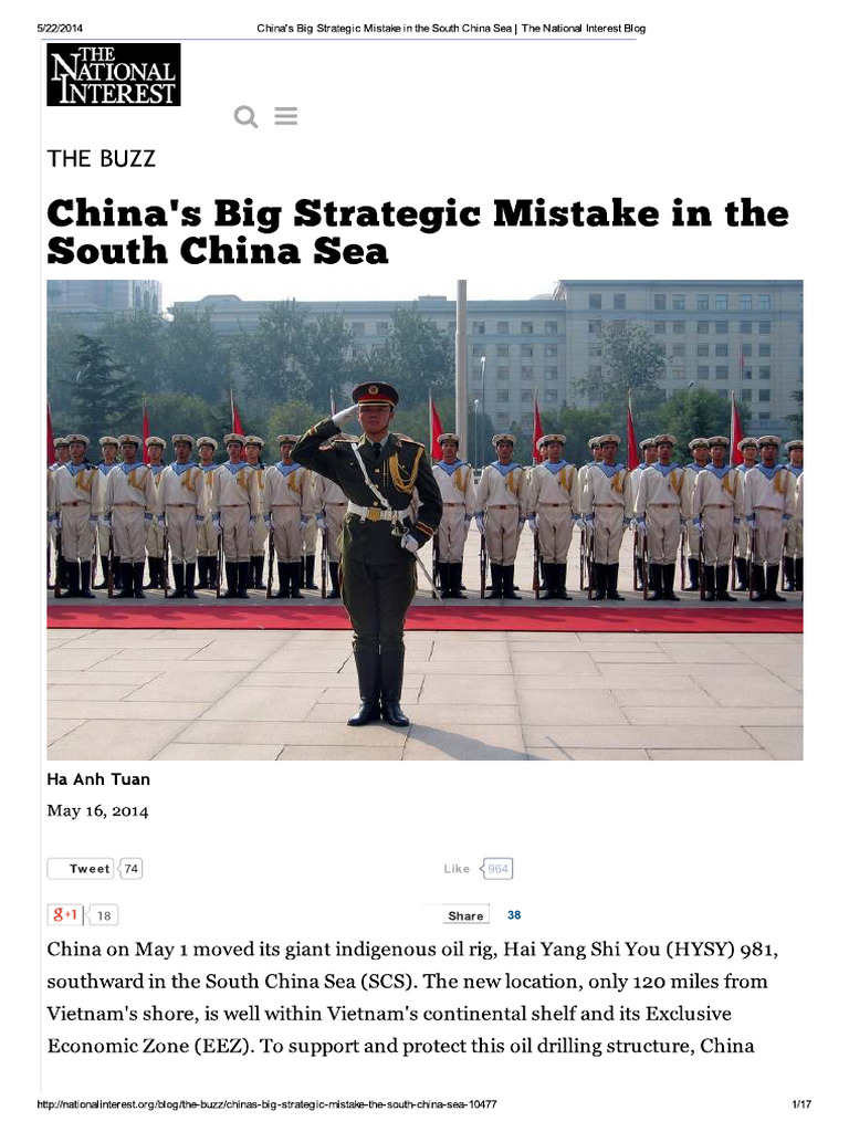 2014 Chinas Big Strategic Mistake in The South China Sea | PDF