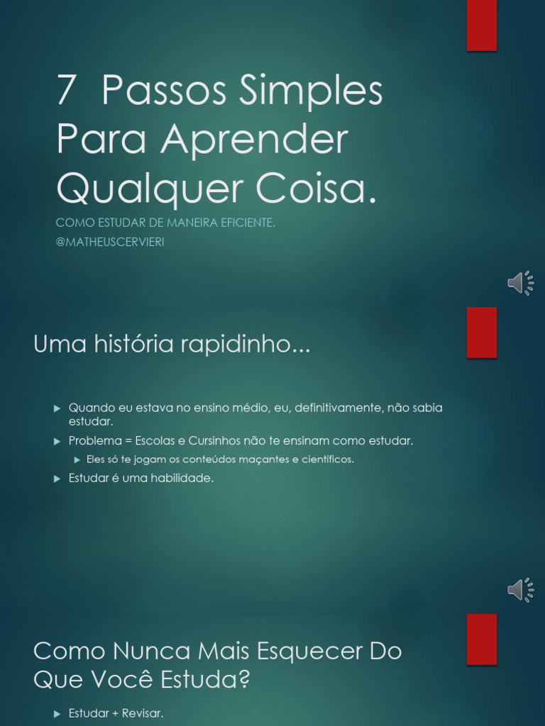 7 Passos para Estudar Eficientemente | PDF | Aprendizado | Informação