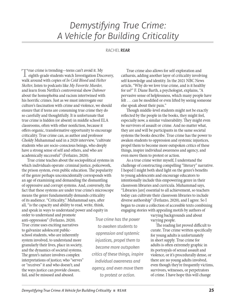 True Crime's Role in Critical Education | PDF | Crimes | Crime & Violence