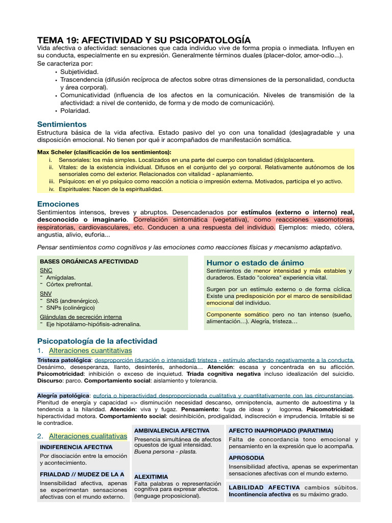 Psicopatología de la Afectividad y Emociones | PDF | Las emociones ...