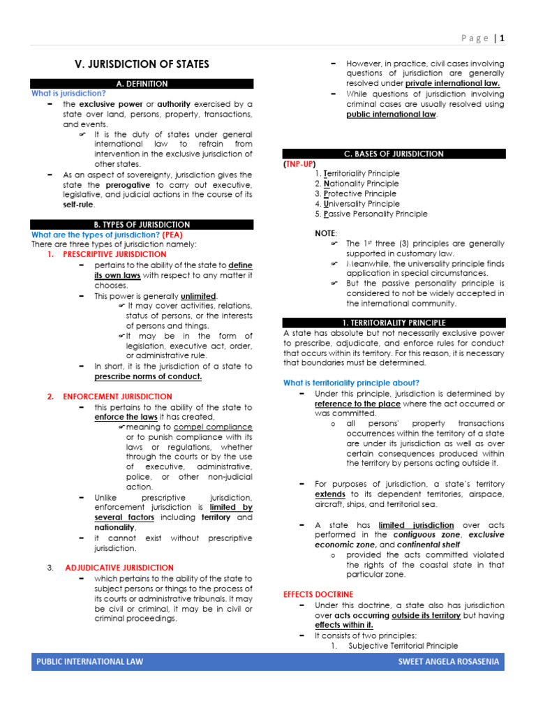 V. Jurisdiction | PDF | Jurisdiction | International Law