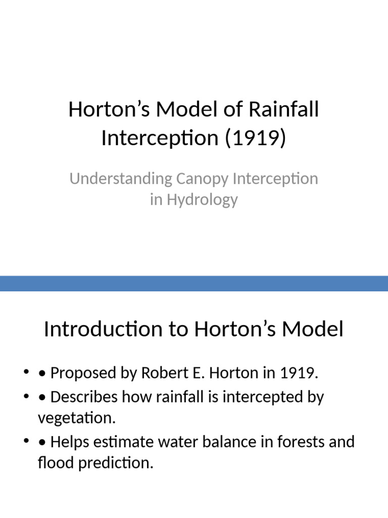 Horton’s Rainfall Interception Model | PDF | Rain | Physical Geography