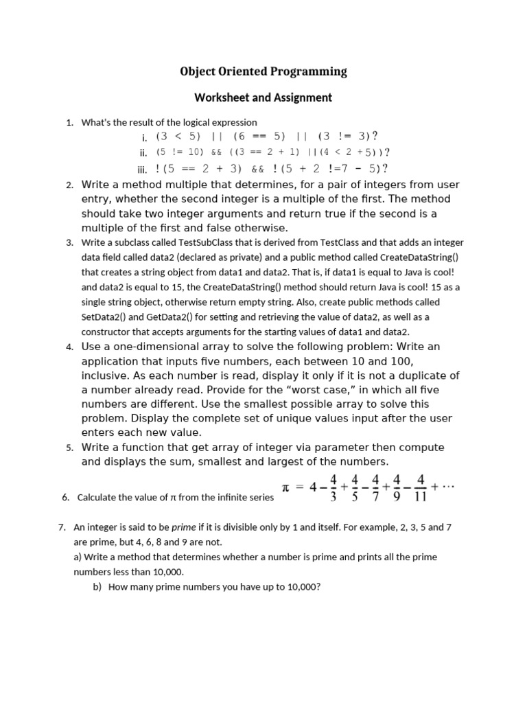 Object Oriented Programming Exercises | PDF