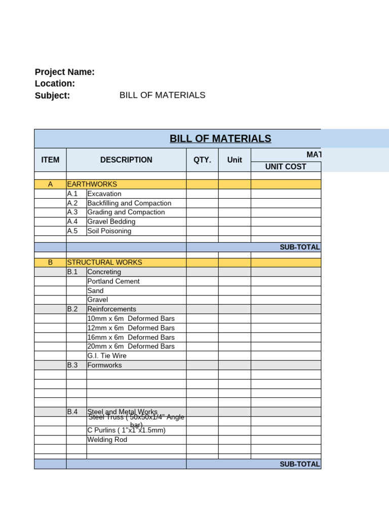 BILL-OF-MATERIALS-FORMAT-1 | PDF
