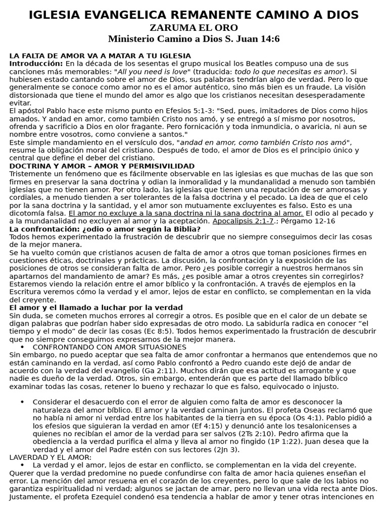 Amor y Verdad en la Iglesia Evangélica | PDF | Amor | antecristo