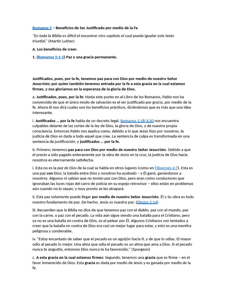 Beneficios de la Justificación por Fe | PDF | Pecado | Gracia divina