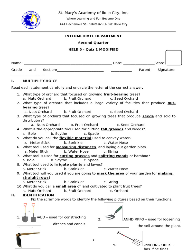 2ND Quiz Hele 6 Q2 Modified | PDF | Trees | Botany