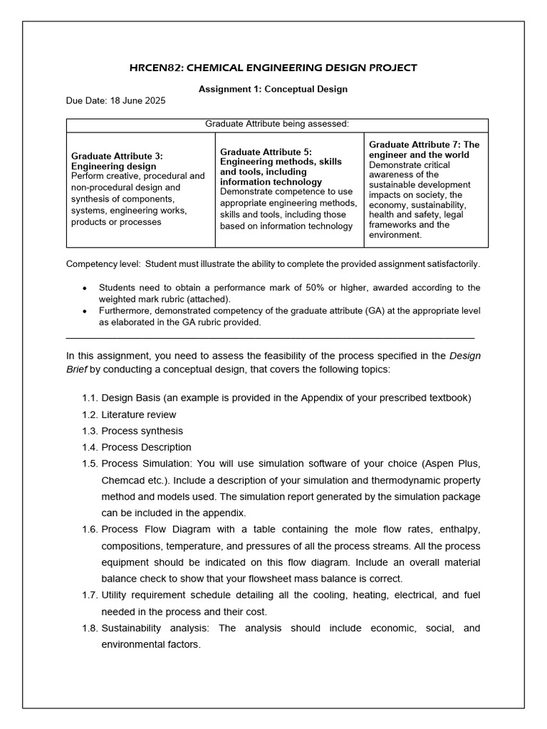 Chemical Engineering Design Project Guide | PDF | Simulation | Engineering