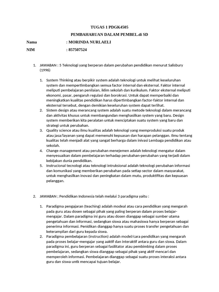 Teknologi dan Paradigma Pendidikan SD | PDF