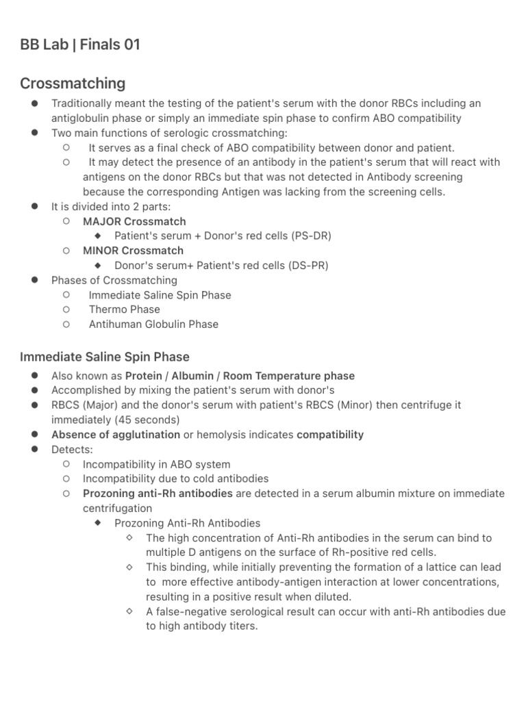 Crossmatching in Blood Transfusion Testing | PDF | Tissue (Biology ...
