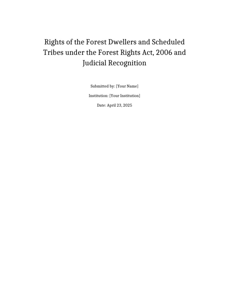 Forest Rights Act: Tribal Rights Analysis | PDF | Justice | Crime ...