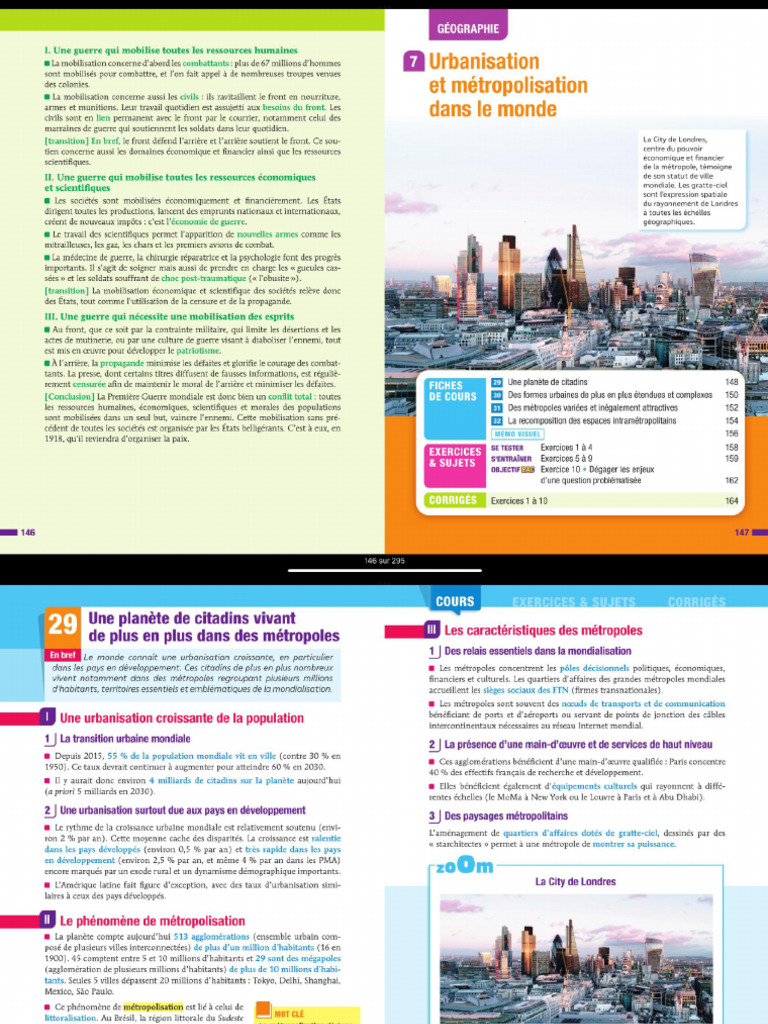 07-Urbanisation Et Métropolisation Dans Le Monde - Min | PDF