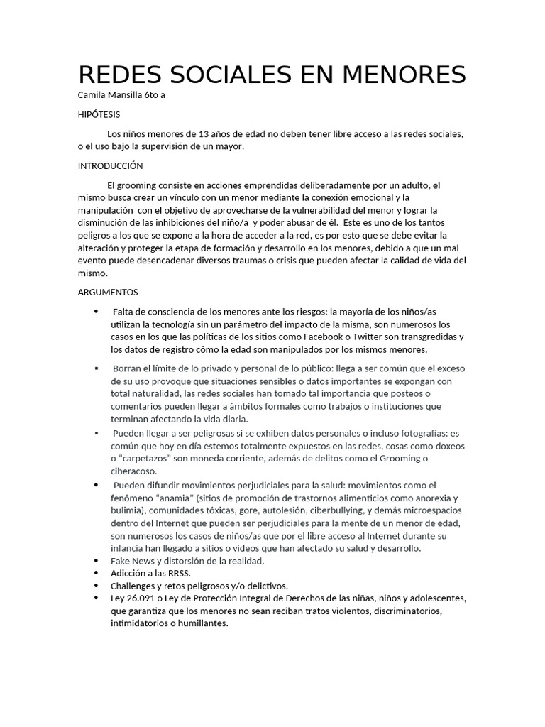 Riesgos de Redes Sociales en Menores | PDF | Acoso cibernético