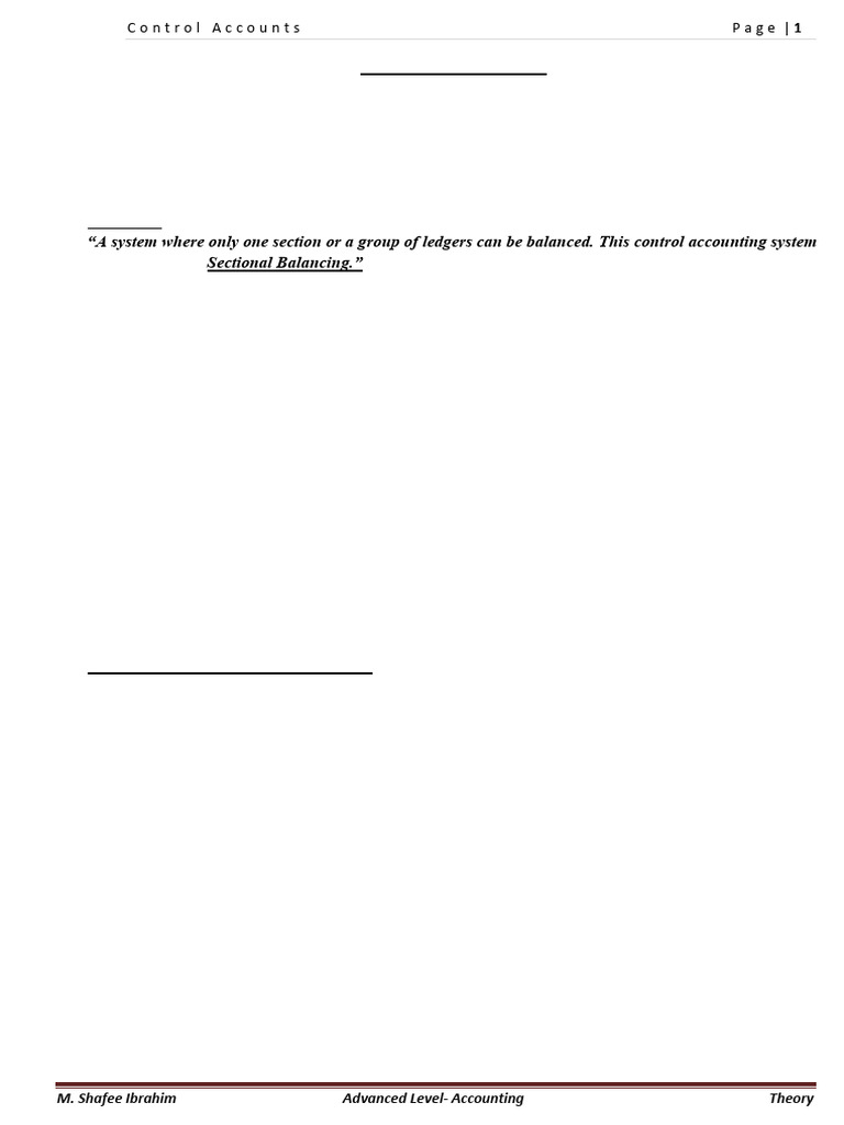 Control Accounts - Theory | PDF | Debits And Credits | Accounting