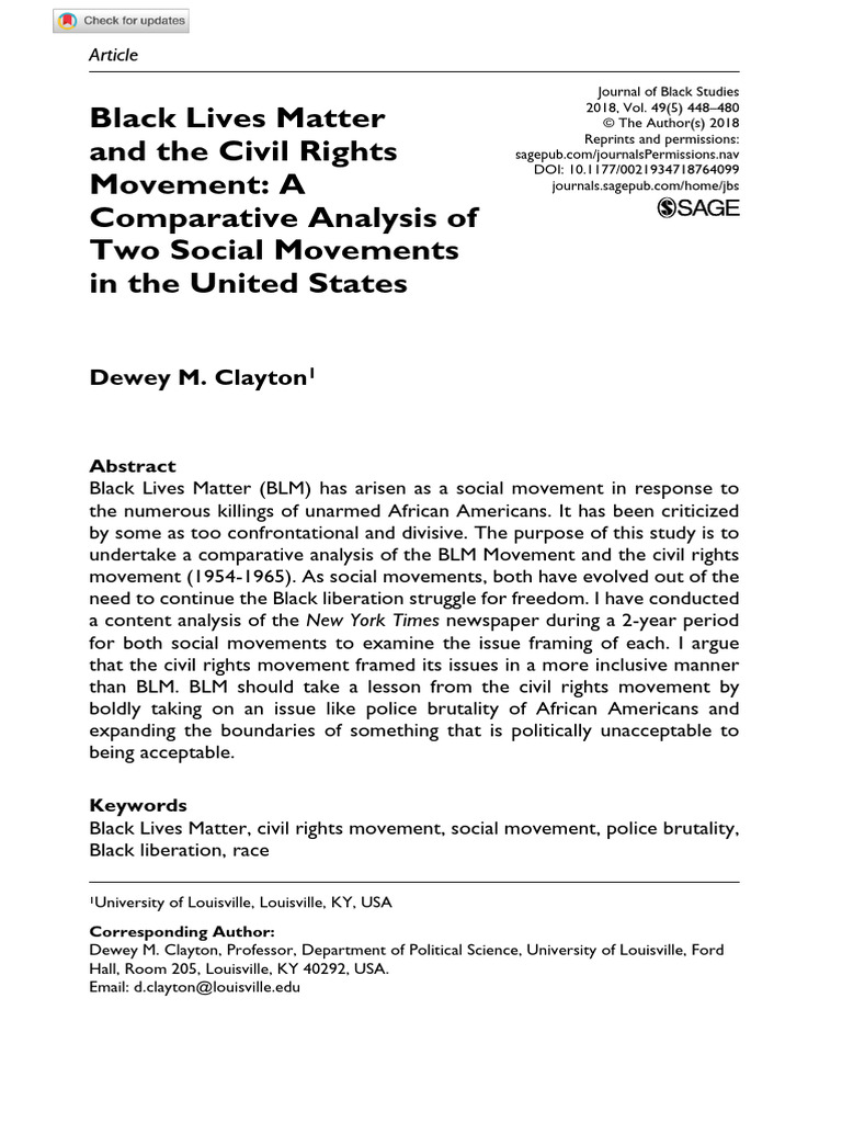 BLM vs. Civil Rights Movement Analysis | PDF | Black Lives Matter ...