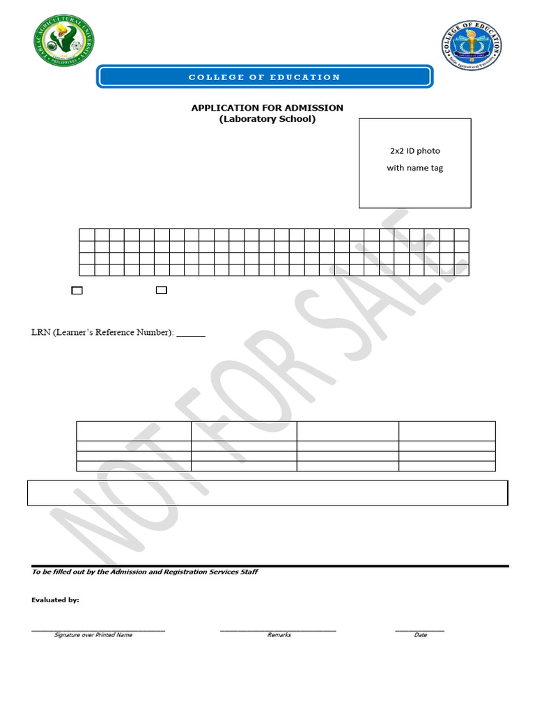 Admission Application Form for TAU | PDF