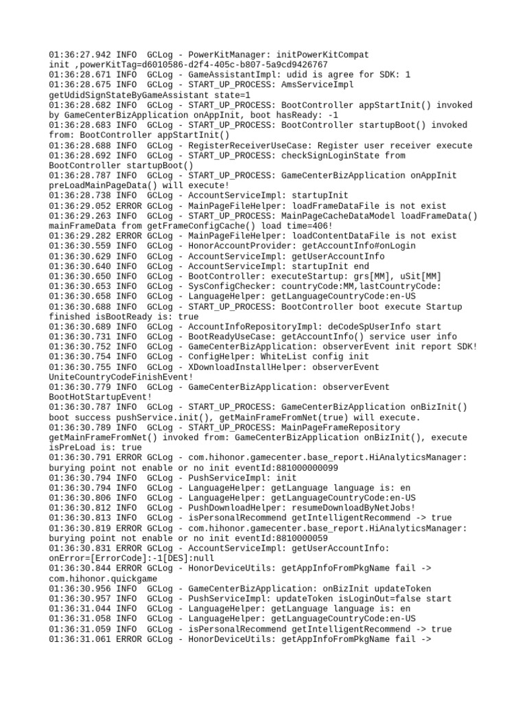 GameCenter Initialization Log Analysis | PDF | Computing | Software