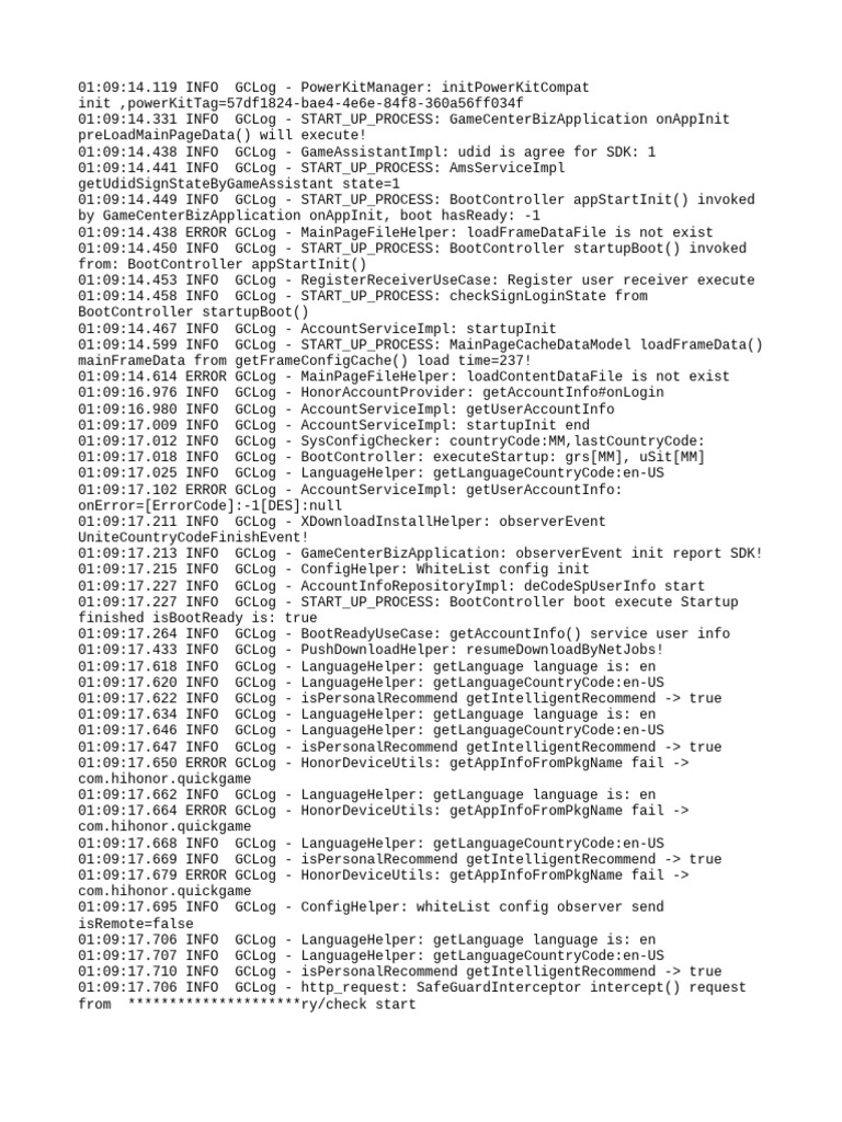 GameCenter Startup Process Logs | PDF | Computing | Software