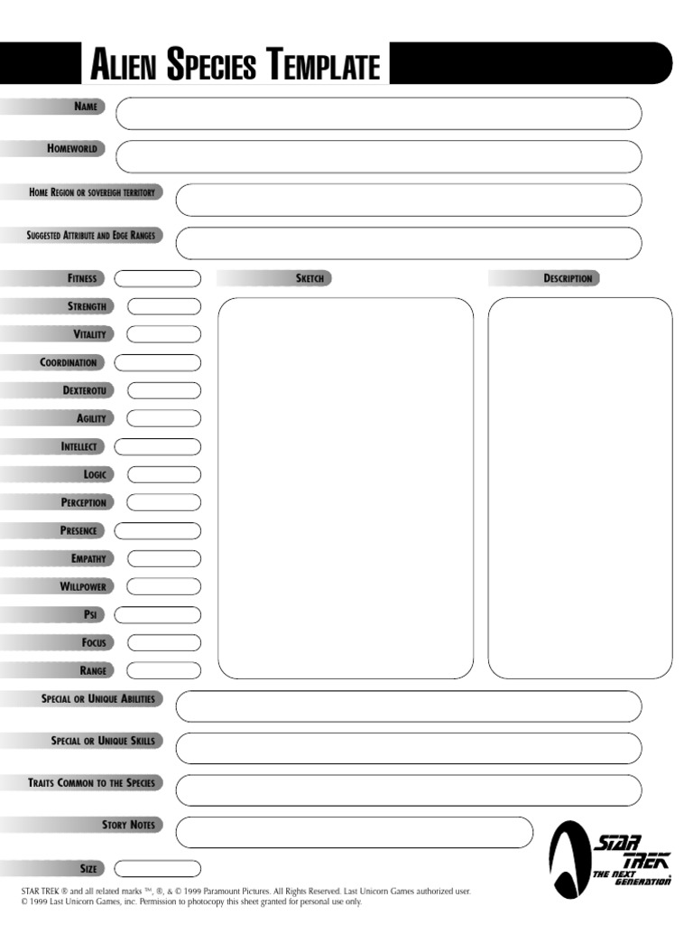 Alien Species Template for RPGs | PDF