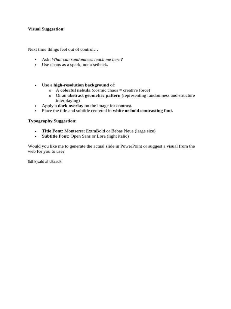 What Can Randomness Teach Me Here?: Visual Suggestion | PDF