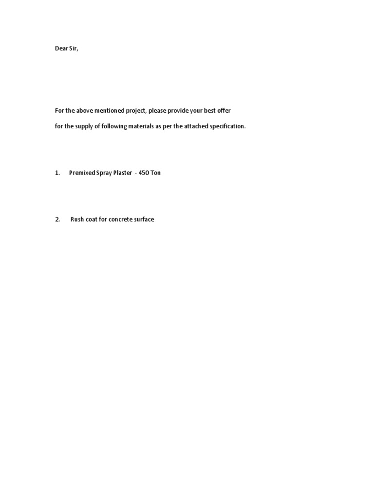 Request for Quotation: Plaster Materials | PDF