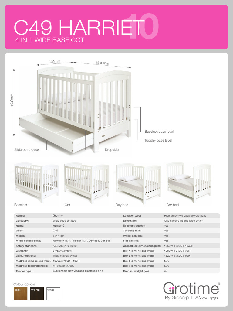 Grotime 4-in-1 Cot Instructions | PDF