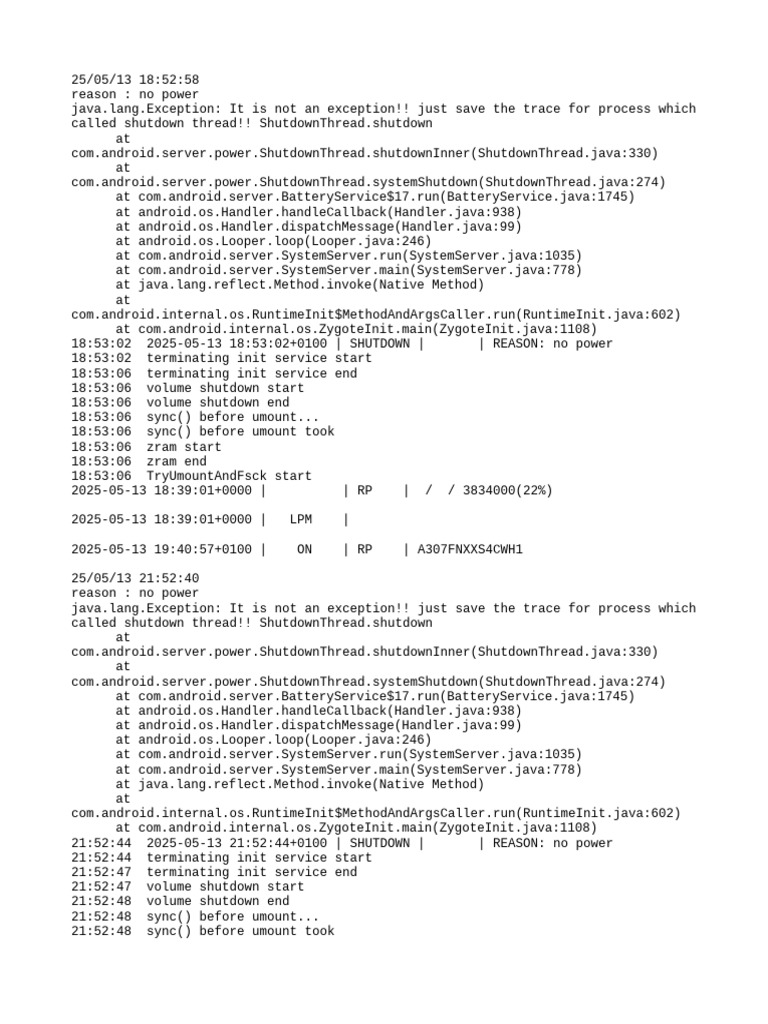 Android Shutdown Log Analysis | PDF