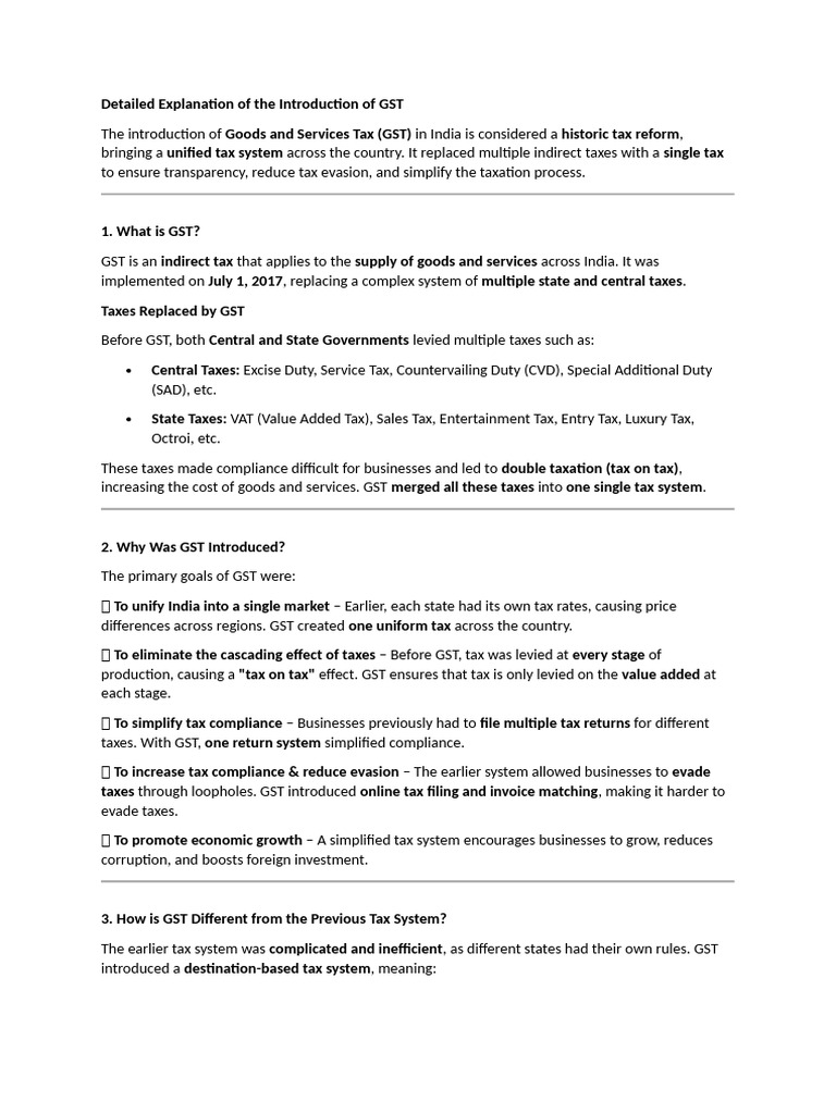 GST Implementation in India Explained | PDF | Value Added Tax | Taxes
