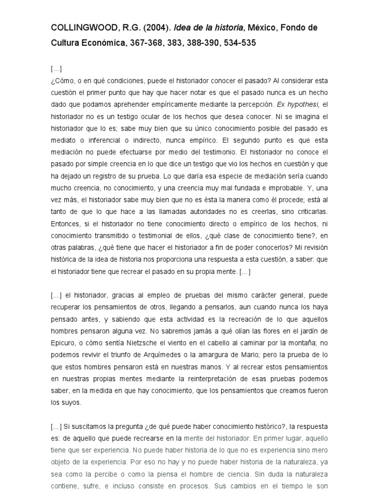 Collingwood Idea de La Historia PDF