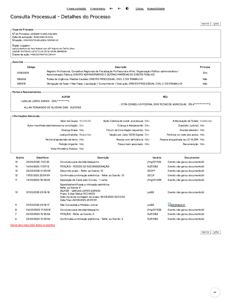 Eproc - Consulta Processual - Detalhes Do Processo | PDF | Processo ...