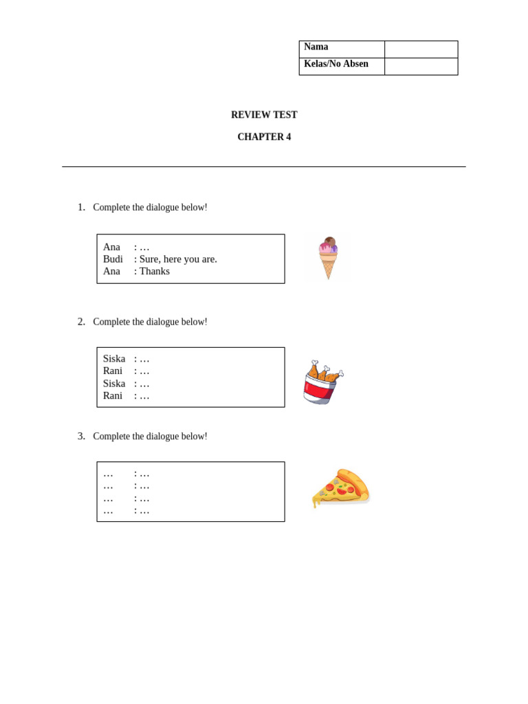 Review Test Class 3 Chapter 4 | PDF