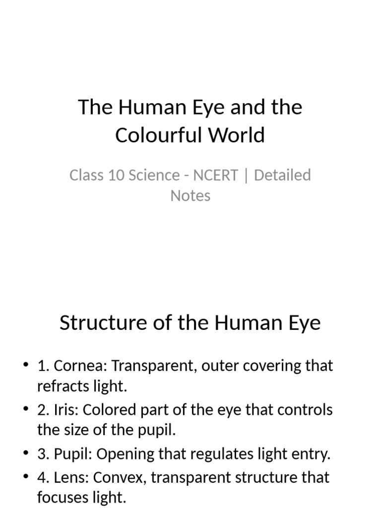 The Human Eye and the Colourful World Detailed Class10 | PDF | Eye ...