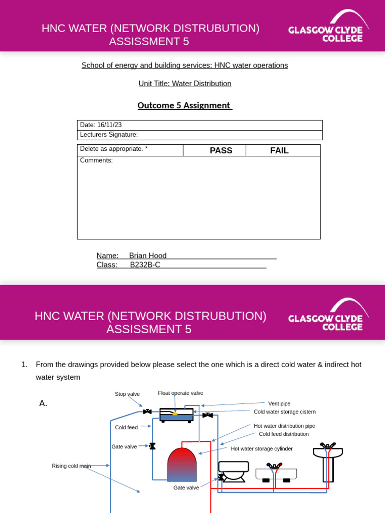 HNC Outcome 5 Assisgnment | PDF | Valve | Water Heating
