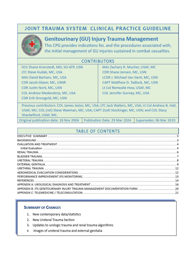 GU Injury Management in Combat Trauma | PDF | Animal Anatomy | Clinical ...