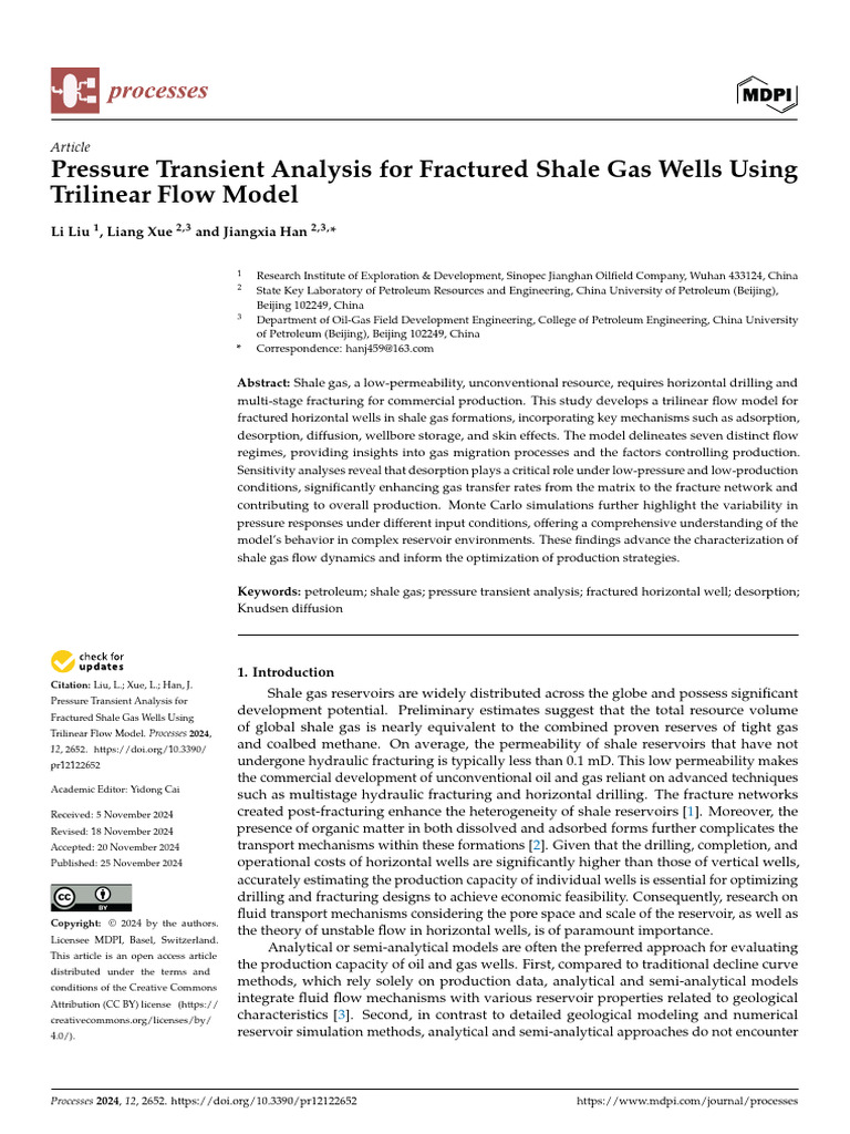 Trilinear Flow Model for Shale Gas Wells | PDF | Adsorption | Diffusion