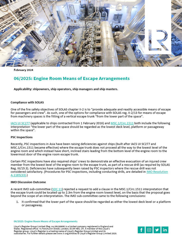 Engine Room Escape Compliance Guide | PDF | Shipping