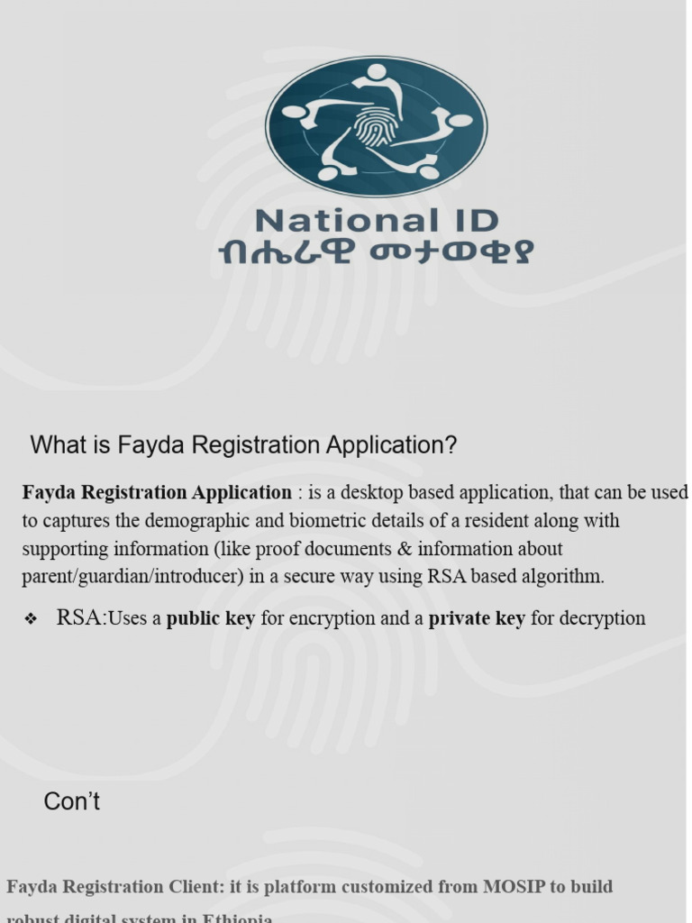 Fayda Registration Application Overview | PDF | Identity Document ...