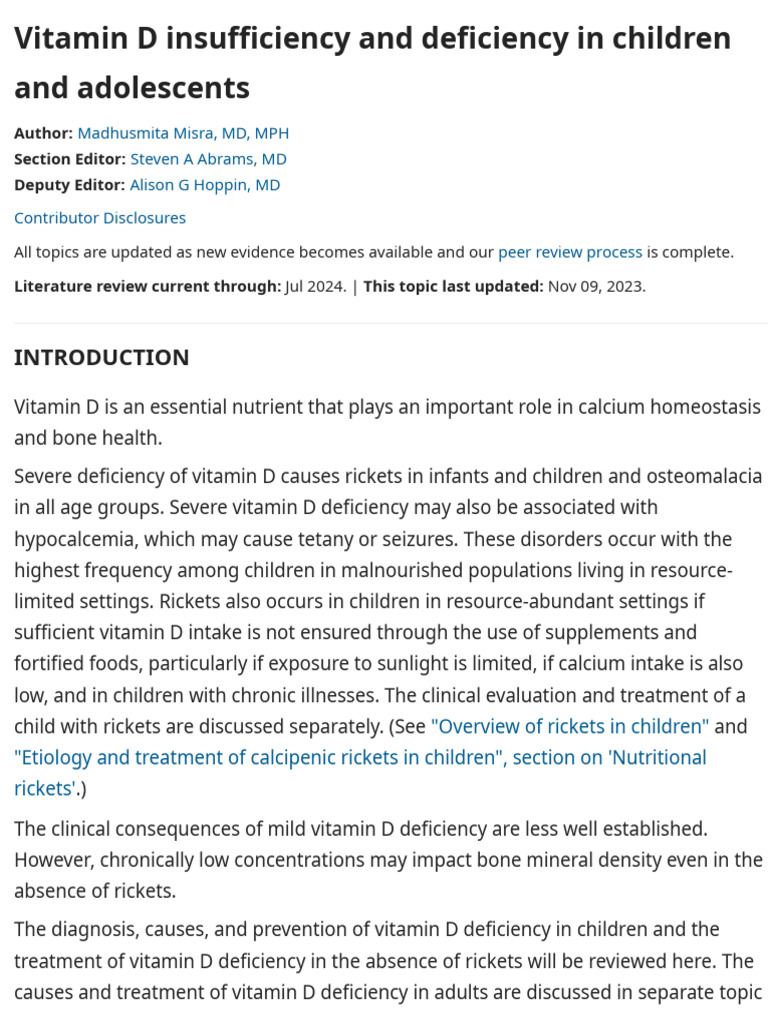 Vitamin D Deficiency in Children | PDF | Vitamin D | Human Nutrition