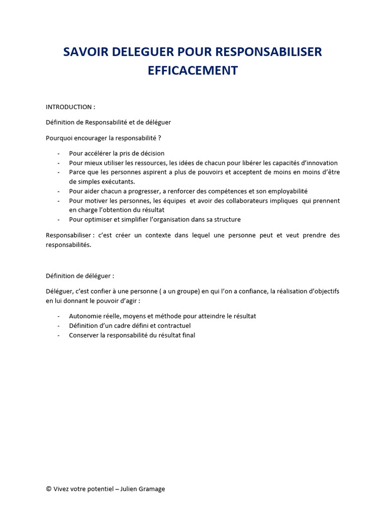 Déléguer pour Responsabiliser Efficacement | PDF | la communication ...