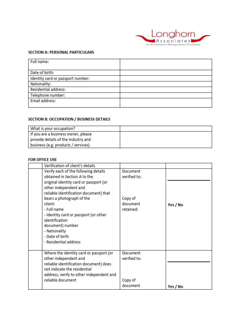 CDD Form for Client Verification | PDF
