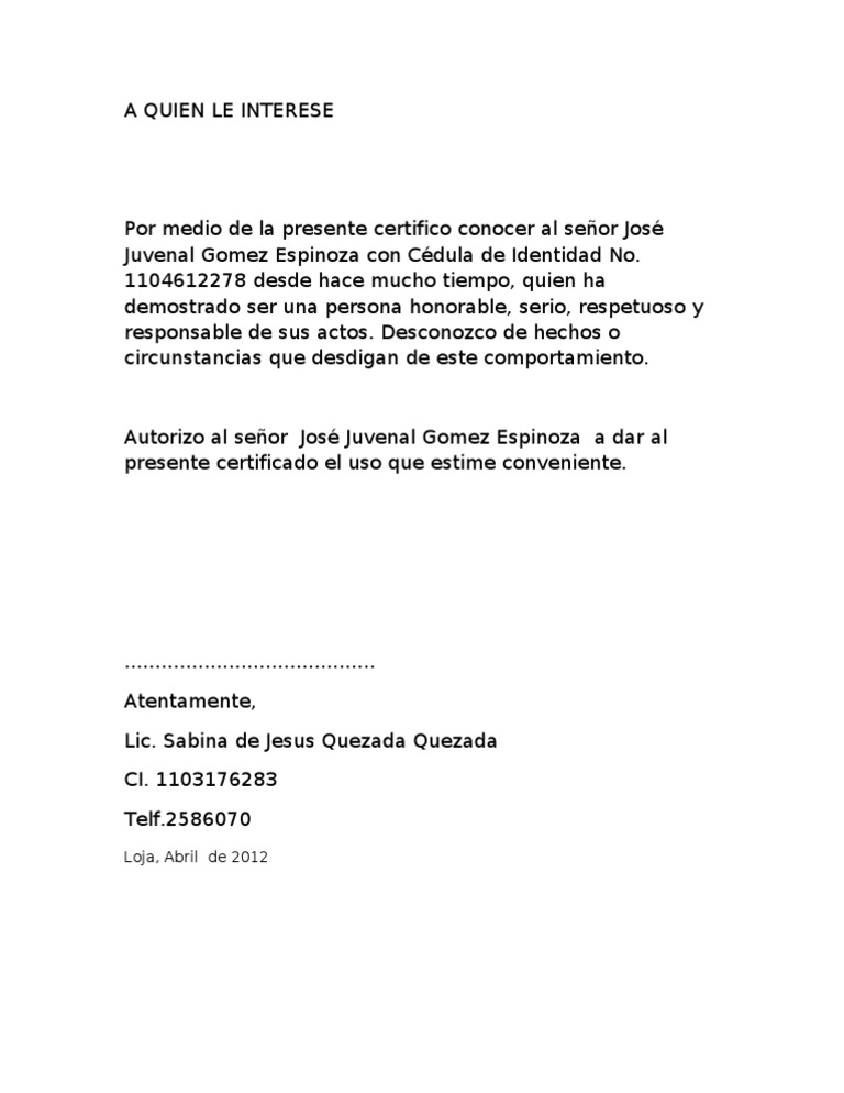 Carta de Honorabilidad