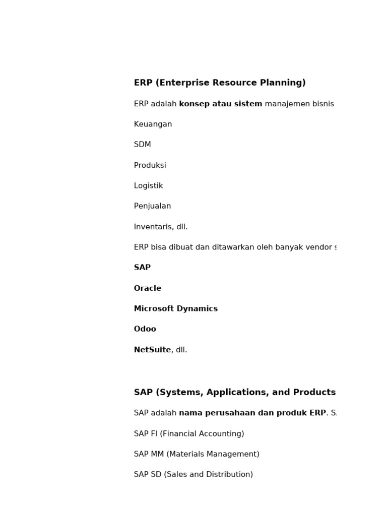 Perbandingan ERP dan SAP dalam Bisnis | PDF