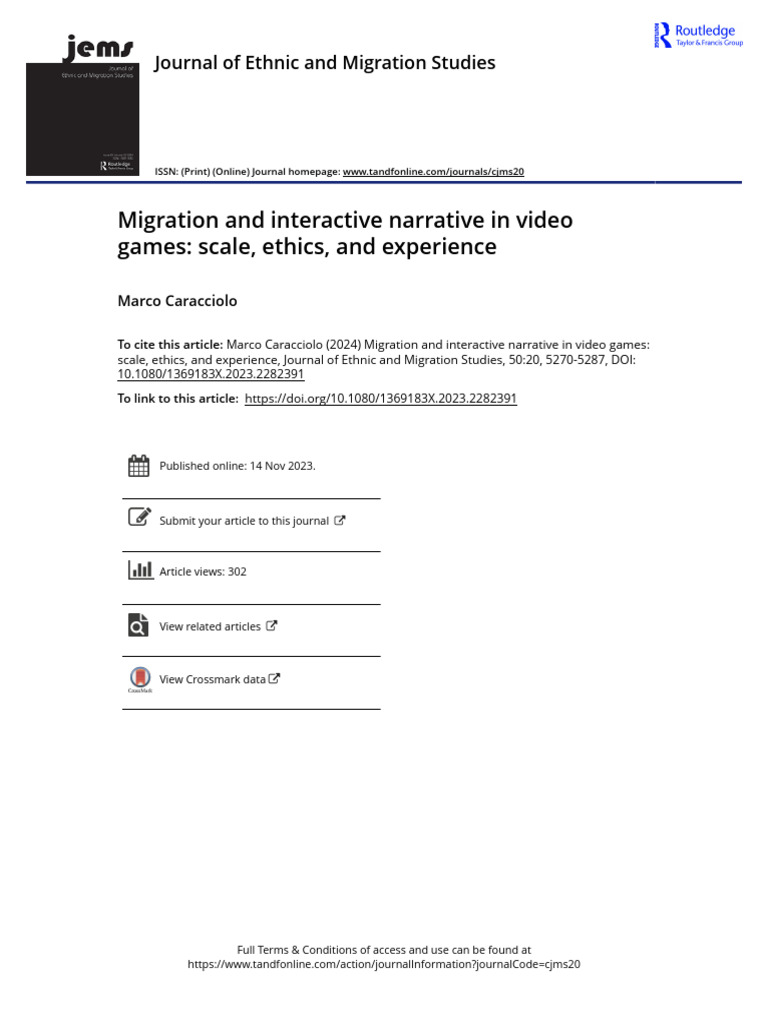 Migration and Interactive Narrative in Video Games Scale Ethics and ...